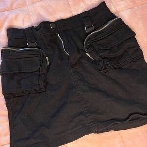 American Bazi Black Mini Cargo Skirt Casual
